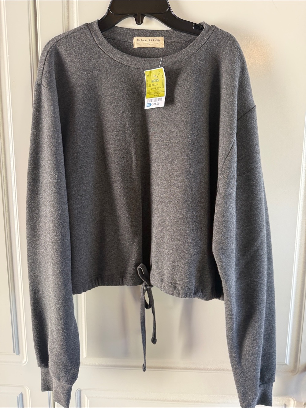 Urban Nation Charcoal Drawstring-Hem Sweatshirt